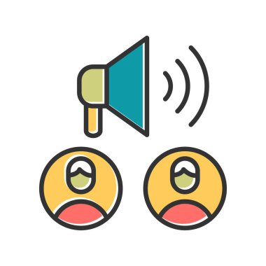 Online advertising with megaphone. Web icon simple illustration
