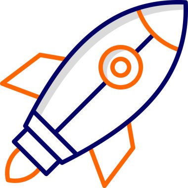 Roket. Web simgesi basit illüstrasyon