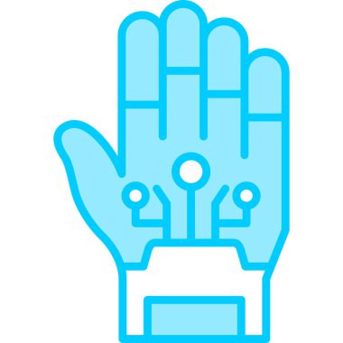 Mavi bir vektör illüstrasyonunu tutan el