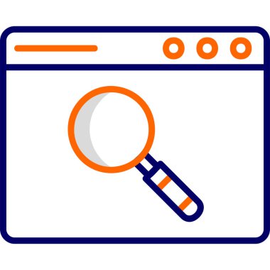 Web sitesi için arama simgesi, vektör illüstrasyonu. Tarayıcı Aranıyor