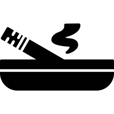 Sigara ikonlu kül tablası. Web basit illüstrasyonu