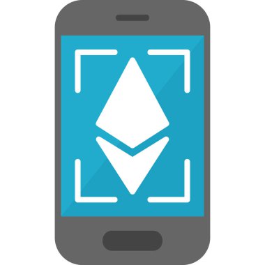 Ethereum taraması mobil ekranda. Web simgesi vektör illüstrasyonu