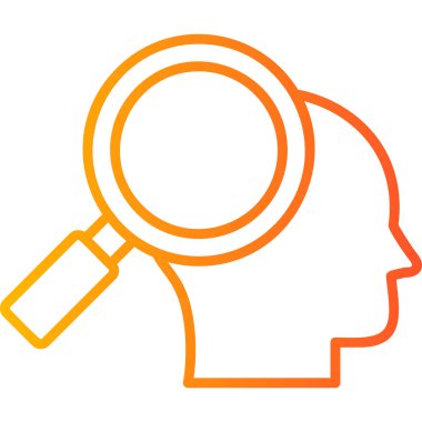 İnsan yüzü. Basit tasarım. Büyütme cam vektör simgesi. Araştırma. 