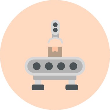 Fabrika makinesi modern simge, vektör illüstrasyonu