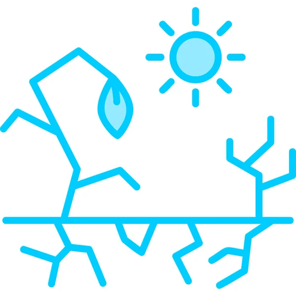 Drought Vector Illustration Flat Line Icon — Stock Vector