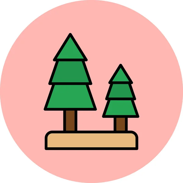 Árvores Floresta Web Ícone Vetor Ilustração — Vetor de Stock
