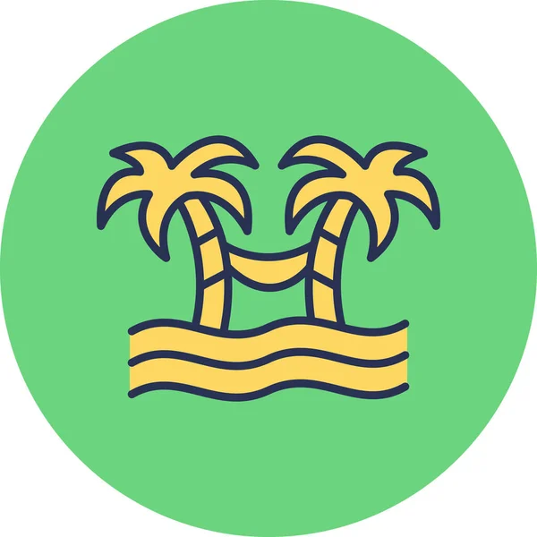 Гамак Тропическими Пальмами Икона Паутины — стоковый вектор