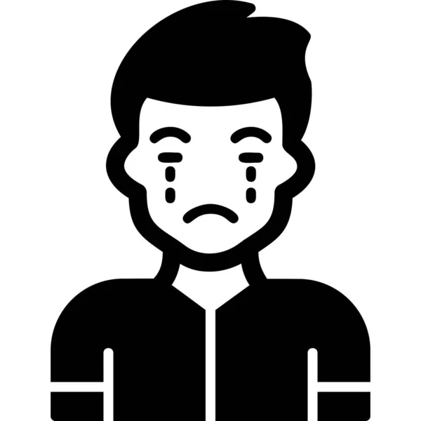 Man Face Tears Suffering Pain Sad Face Illustration — Stock Vector