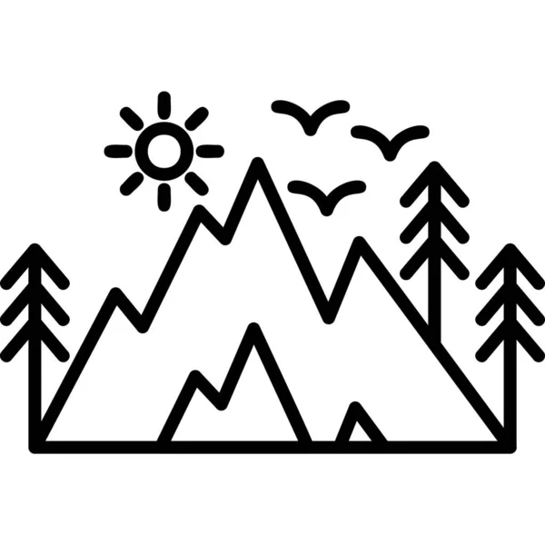 Montaña Icono Web Diseño Simple — Vector de stock