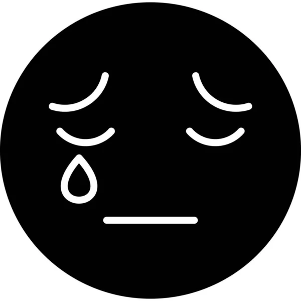 Chorando Rosto Emoticon Ícone Vetor Ilustração — Vetor de Stock