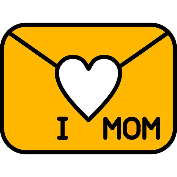 Love Mom Greeting Card Envelope Web Icon Simple Illustration — Stock Vector