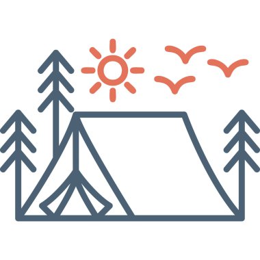 Kamp yapmak. Web simgesi basit illüstrasyon