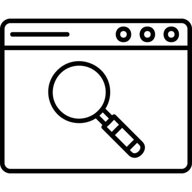 Web sitesi için arama simgesi, vektör illüstrasyonu. Tarayıcı Aranıyor