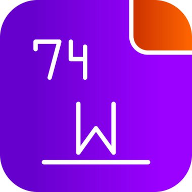 74 Tungsten Kimyasal element, Mendeleev Periyodik Tablo simgesi 