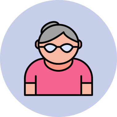 Old Woman internet user logo, simple icon for web page 