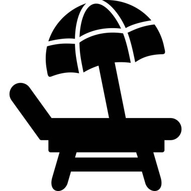 Yaz tatili, plaj, seyahat, konforlu, güneşli yatak. Basit tasarım