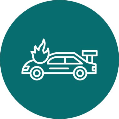 Yanan araba modern ikon, vektör illüstrasyonu