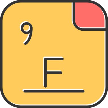 Florin, kimyasal element, web basit illüstrasyon