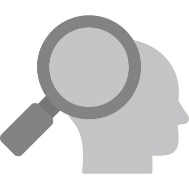 İnsan yüzü. Basit tasarım. Büyütme cam vektör simgesi. Araştırma. 