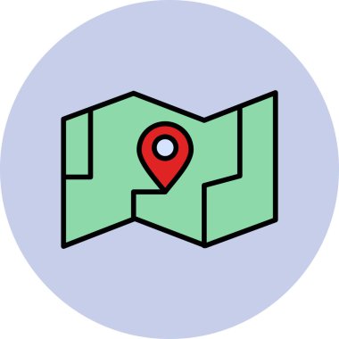 Harita simgesi, konum belirleyici sembol. düz dizayn.