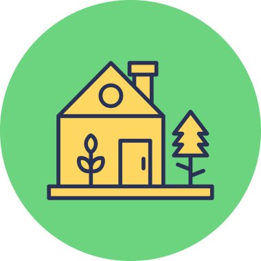 Arkaplanda emlak evi simgesi.