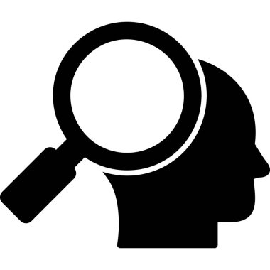 İnsan yüzü. Basit tasarım. Büyütme cam vektör simgesi. Araştırma. 