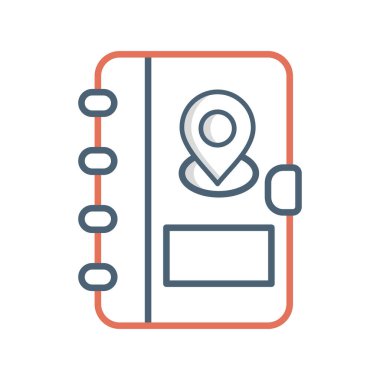 Address Book with Location pin. web icon simple illustration