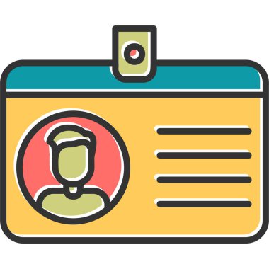 Kimlik kartı simgesi, vektör illüstrasyonu basit tasarım