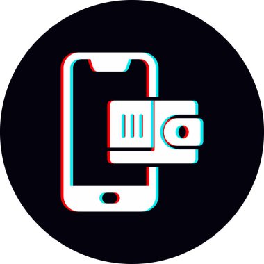 Cep telefonu cüzdanı. Web simgesi basit illüstrasyon