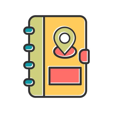 Address Book with Location pin. web icon simple illustration