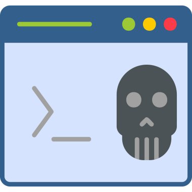 Kafatası simgesi, vektör illüstrasyonlu kodlama terminali