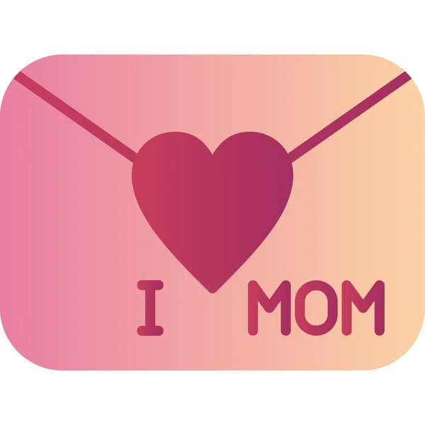 Love Mom Greeting Card Amplop Ikon Web Ilustrasi Sederhana - Stok Vektor