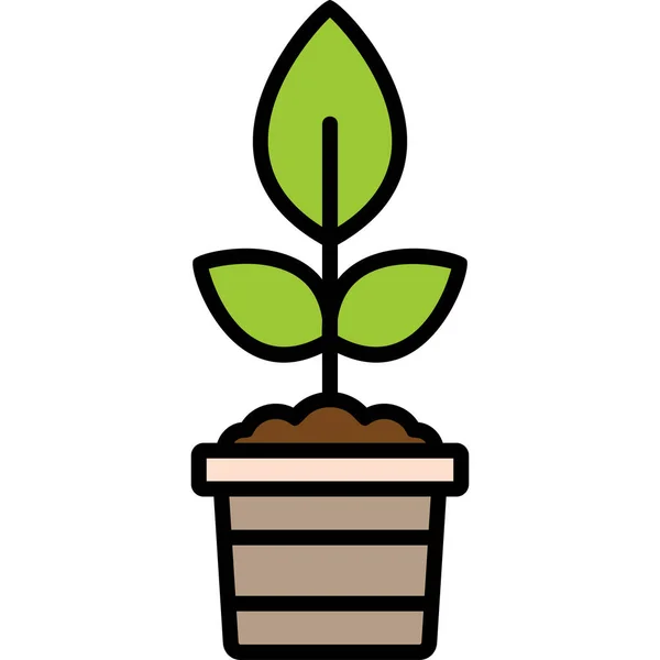 Topf Mit Wachsender Pflanze Web Symbol Einfache Illustration — Stockvektor
