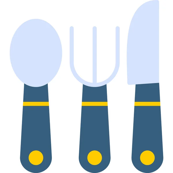 Utensilios Cocina Cubiertos Web Iconos Simples — Vector de stock