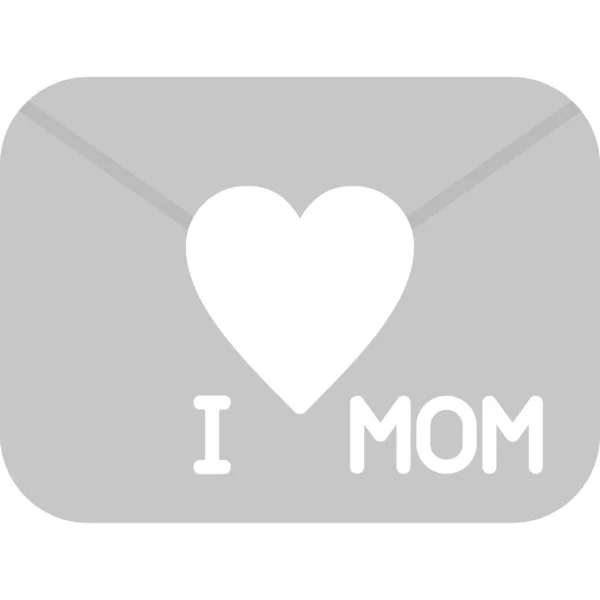 Love Mom Greeting Card Amplop Ikon Web Ilustrasi Sederhana - Stok Vektor