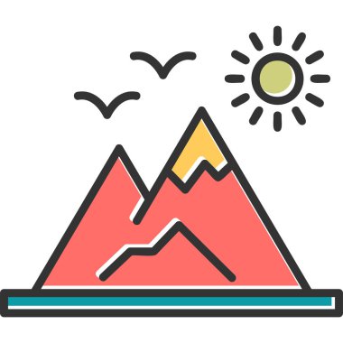 Dağ. Web simgesi basit illüstrasyon