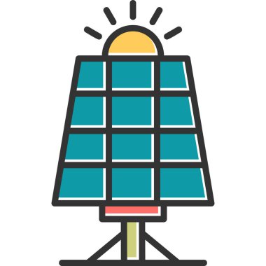 Güneş enerjisi ikon vektör illüstrasyonu