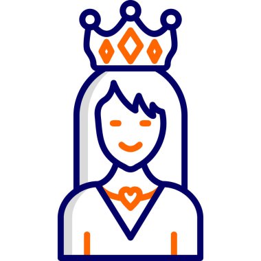 Prenses vektör illüstrasyonu, taç giyen kadın.