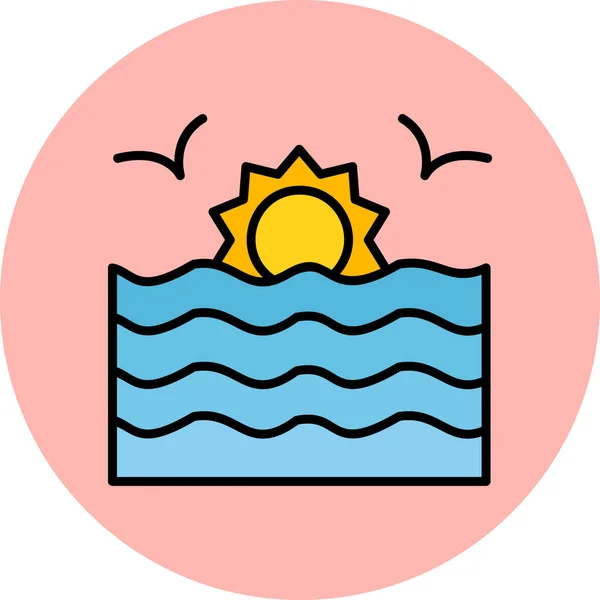 Icono Puesta Sol Ilustración Vectorial — Archivo Imágenes Vectoriales