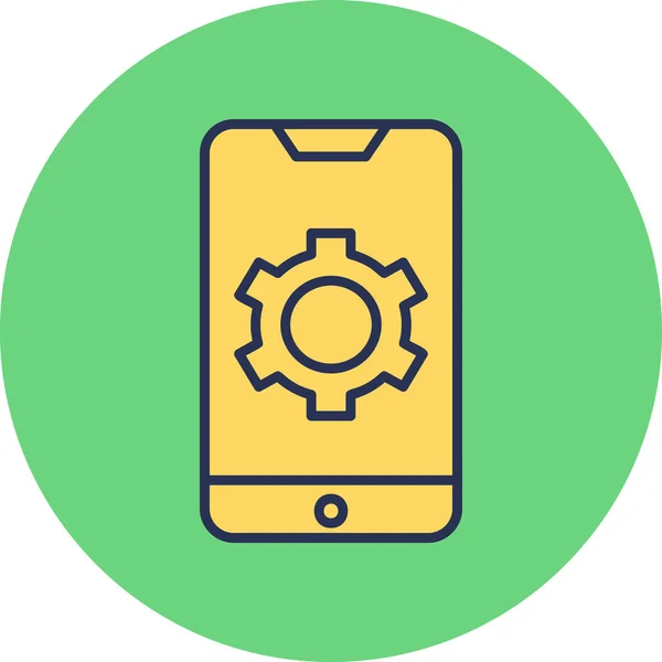 Mobile Settings Cog Wheel Screen Cyfrowa Ilustracja Urządzenia Smartfona — Wektor stockowy