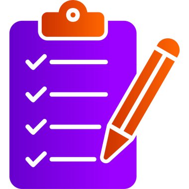 Kontrol listesi vektör simgesi. biçim düz sembol, pembe renk, yuvarlak açılar, beyaz arkaplan.