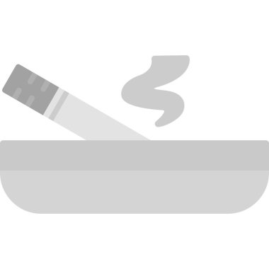 Sigara ikonlu kül tablası. Web basit illüstrasyonu