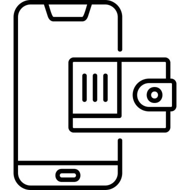 Cep telefonu cüzdanı. Web simgesi basit illüstrasyon