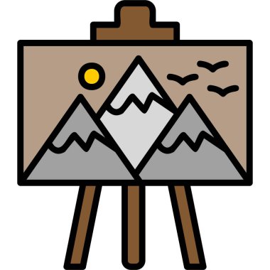 Bir dağ resminin vektör illüstrasyonu