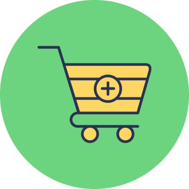 Alışveriş arabası simgesi, düz tasarım biçimi, vektör