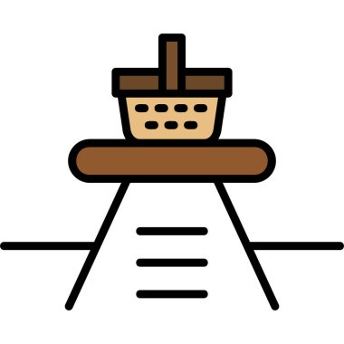 Piknik sepeti. Web simgesi basit illüstrasyon