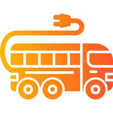 Electric Bus modern simgesi, vektör illüstrasyonu