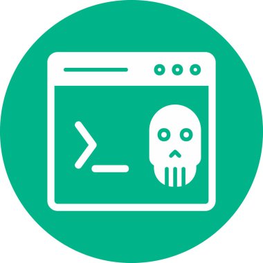 Kafatası simgesi, vektör illüstrasyonlu kodlama terminali