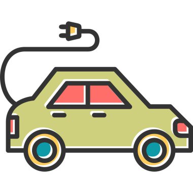 Electric Car modern simgesi, vektör illüstrasyonu