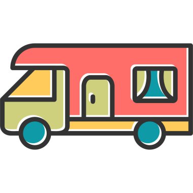 Karavan karavan web simgesi basit illüstrasyon